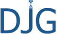 Logo der Deutsch-Jemenitischen Gesellschaft. Das Logo ist blau mit den Buchstaben D J G